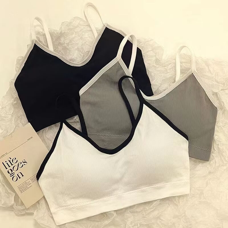 Underwear for Female Students, Fixed-Style Bra for Development Period, High School Students' Wireless Vest-Style Bra, Anti-Sagging, Chest-Supporting