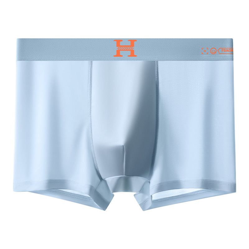 Ropa interior de seda de hielo para hombres, pantalones bóxer para niños, antibacterianos y sin costuras, pantalones cortos bóxer finos de verano transpirables, bragas para hombres