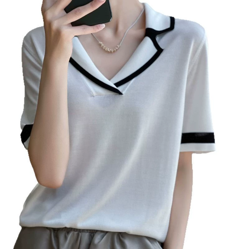Summer woolen sweater, thin T-shirt, fitted