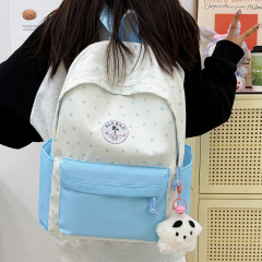 見栄えの良いランドセル、学生用大容量フォレスト水玉プリントリュック、かわいい中学生用軽量旅行リュック