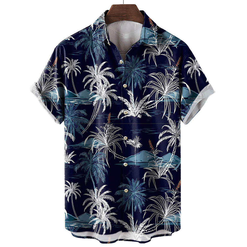 Tendencia de la moda para hombres Camisa de manga corta hawaiana Camisa estampada digital 3D Estilo explosivo transfronterizo de Amazon