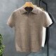 V-Neck Knitted Polo Shirt Men's Short-sleeved Spring 2025 New Base Shirt High-grade Fat Handsome Men's Half-sleeved T-shirt