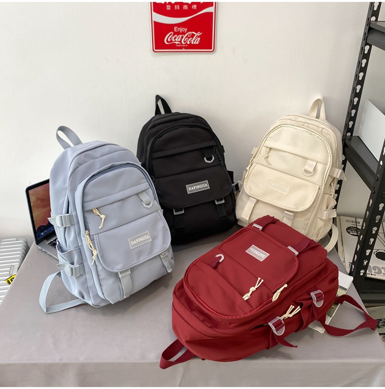 2021 Winter New Simple Solid Color Large Capacity Campus Backpack display picture 4