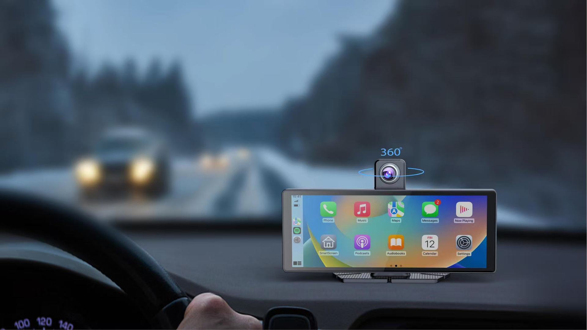 Cross-Border Carplay Driving Recorder Hd 4K Front and Rear Dual Recording Wifi Navigator Center Console Reversing Image