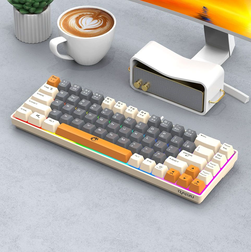 Leikui K68 двухцветная 68-клавишная игровая механическая клавиатура для соревнований и офиса, проводная, для ноутбука и киберспорта