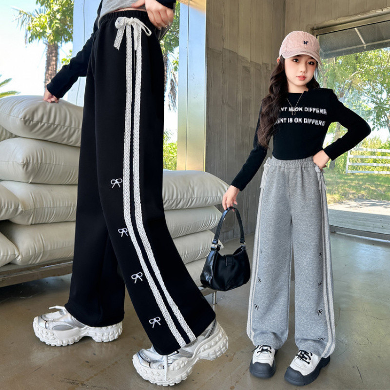 Zhili children's clothing girls' pants new spring and autumn stylish girls' straight leg pants wide leg casual pants for middle school students