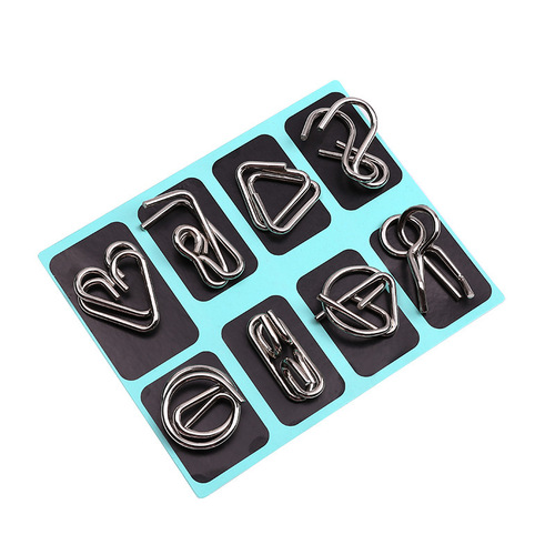 Intellectual unlocking eight-piece set ABC untying intelligent buckle full set iron ring intellectual buckle 8-piece set nine-link educational toys