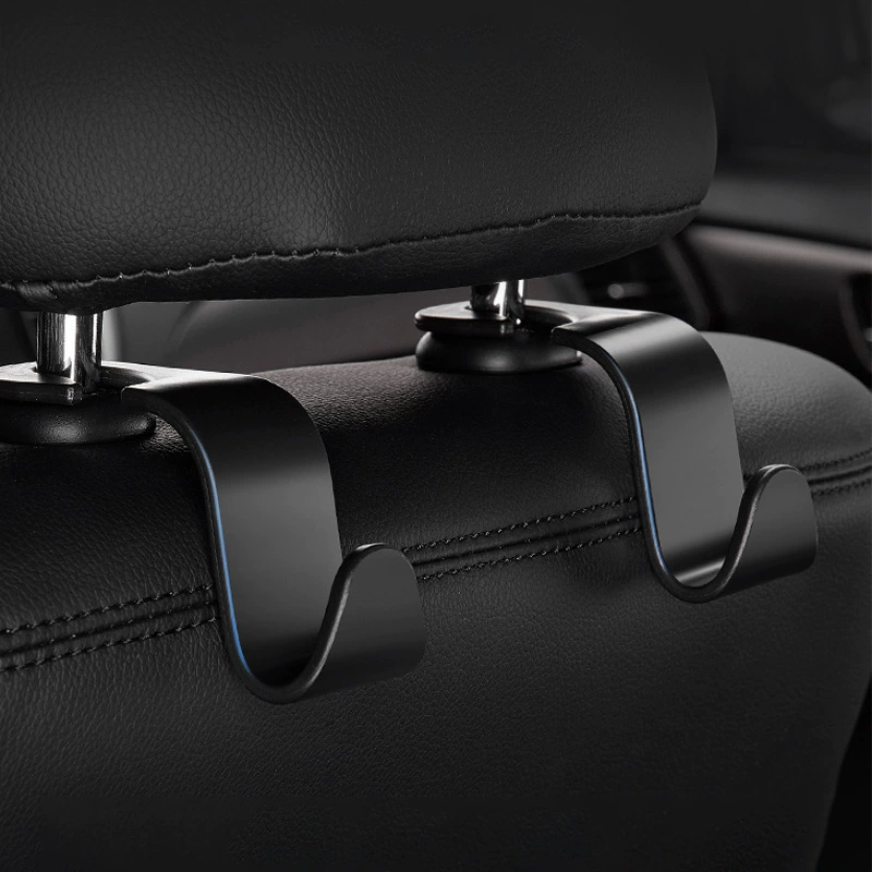 Car Headrest Hook — Hidden Back-Seat Hanger, Durable Plastic, Fits Headrest Rods