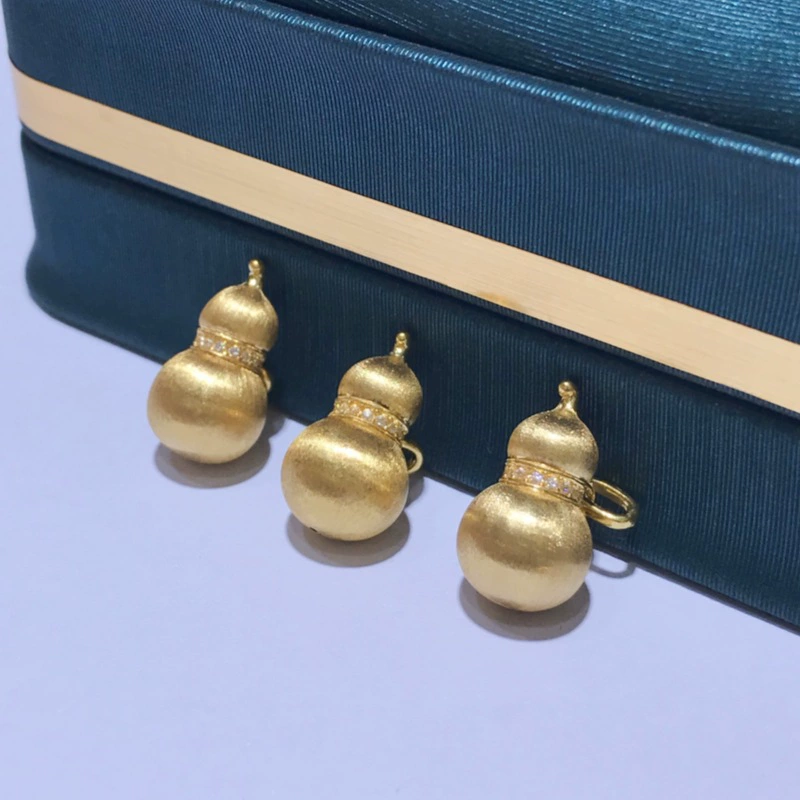 Подвеска из 18-каратного золота с матовой тыквой, новая подвеска из муассанита, тонкое мастерство, древний метод, привлекающее удачу ожерелье из K-золота, ожерелье, подарок