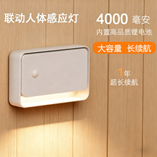 跨境智能联动人体感应灯过道楼梯走廊小夜灯充电地脚灯led感应灯