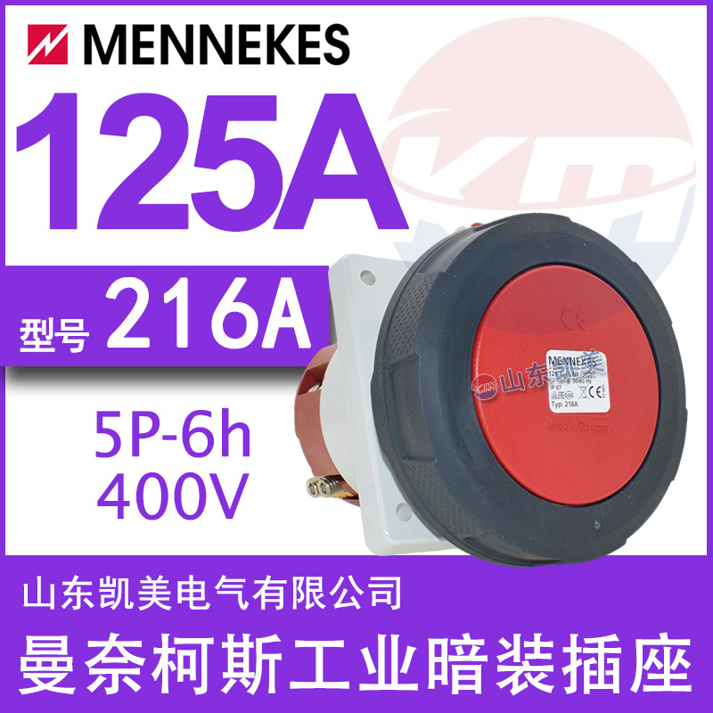 德国曼奈柯斯暗装斜插插座TYP216 125A-6H/380-415V IP67 3P+N+E