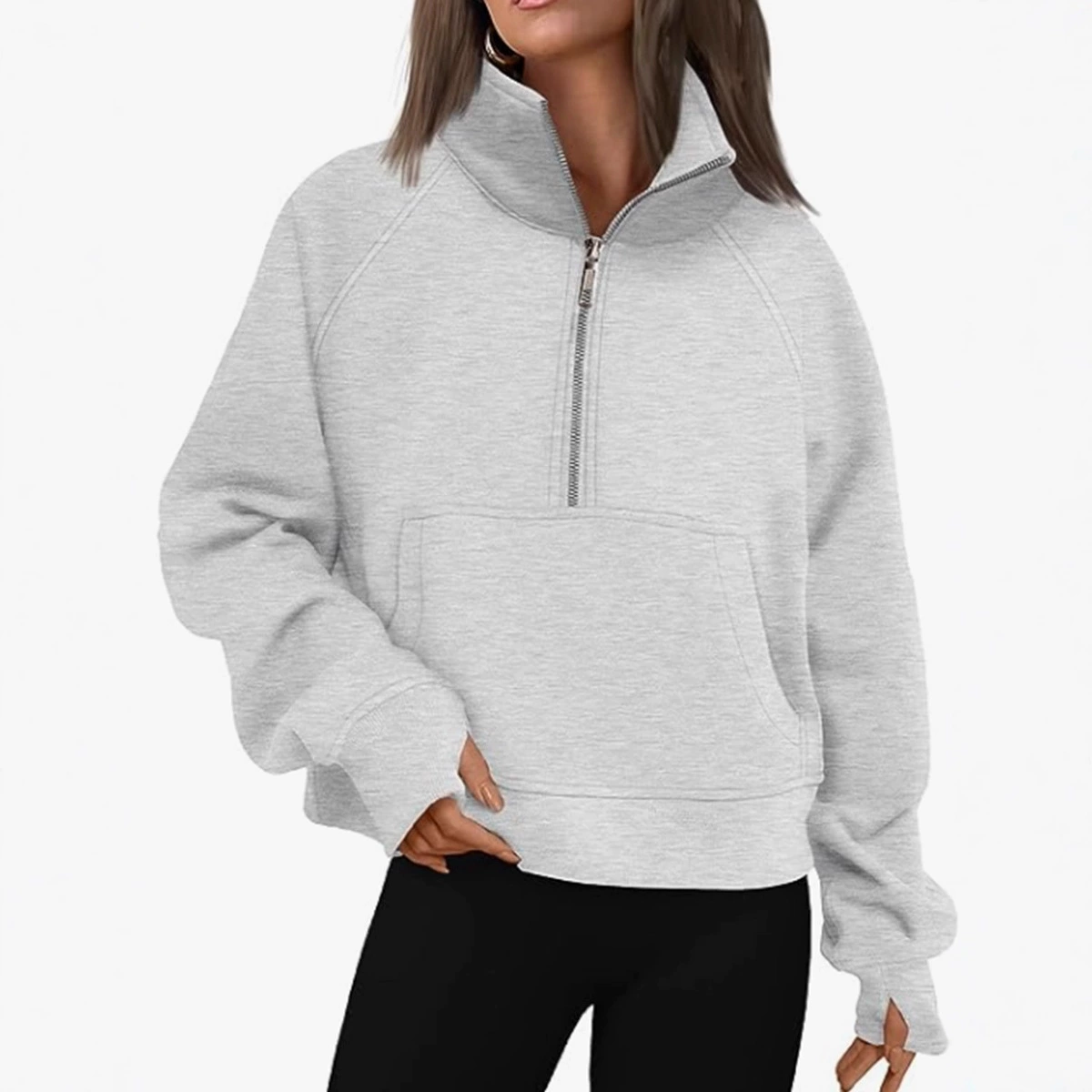 Европейский и американский экспорт, трансграничная независимая станция Amazon, новинка 2023 года, женская осенне-зимняя свободная куртка, толстовка с длинными рукавами на молнии