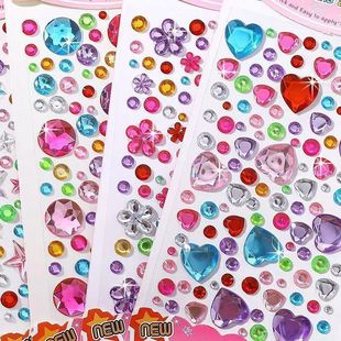Wholesale children's gem stickers crystal diamond cartoon stickers stickers princess girl 3d three-dimensional reward paste decoration