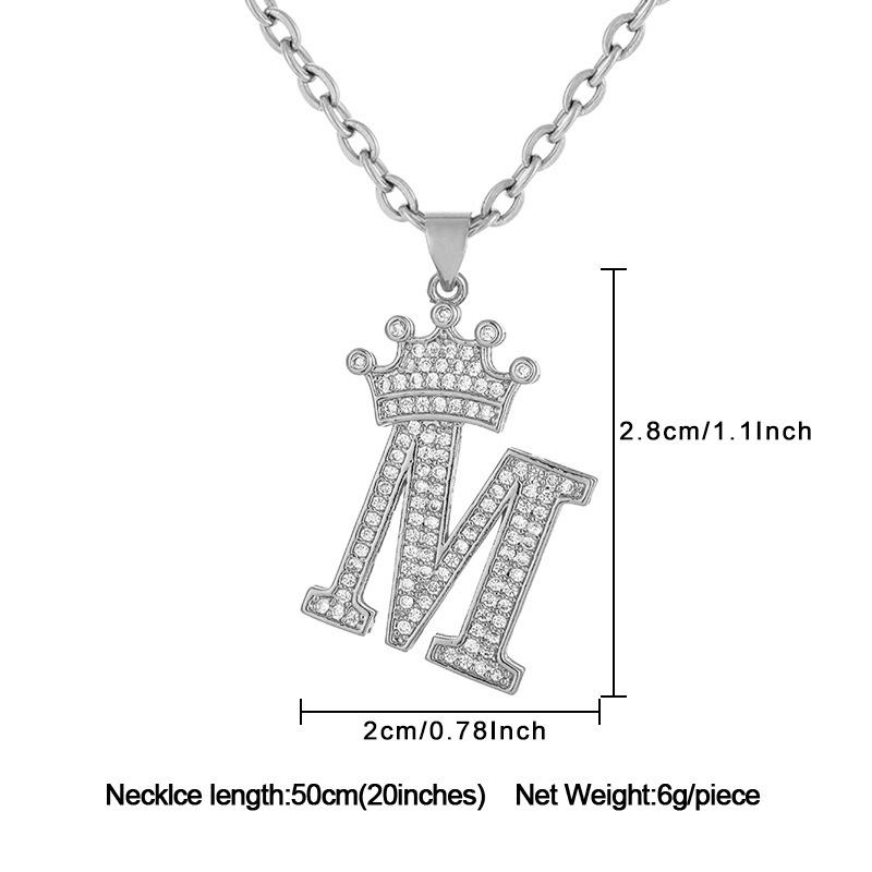 Wholesale Retro Letter Crown Stainless Steel Copper Zircon Pendant Necklace display picture 1