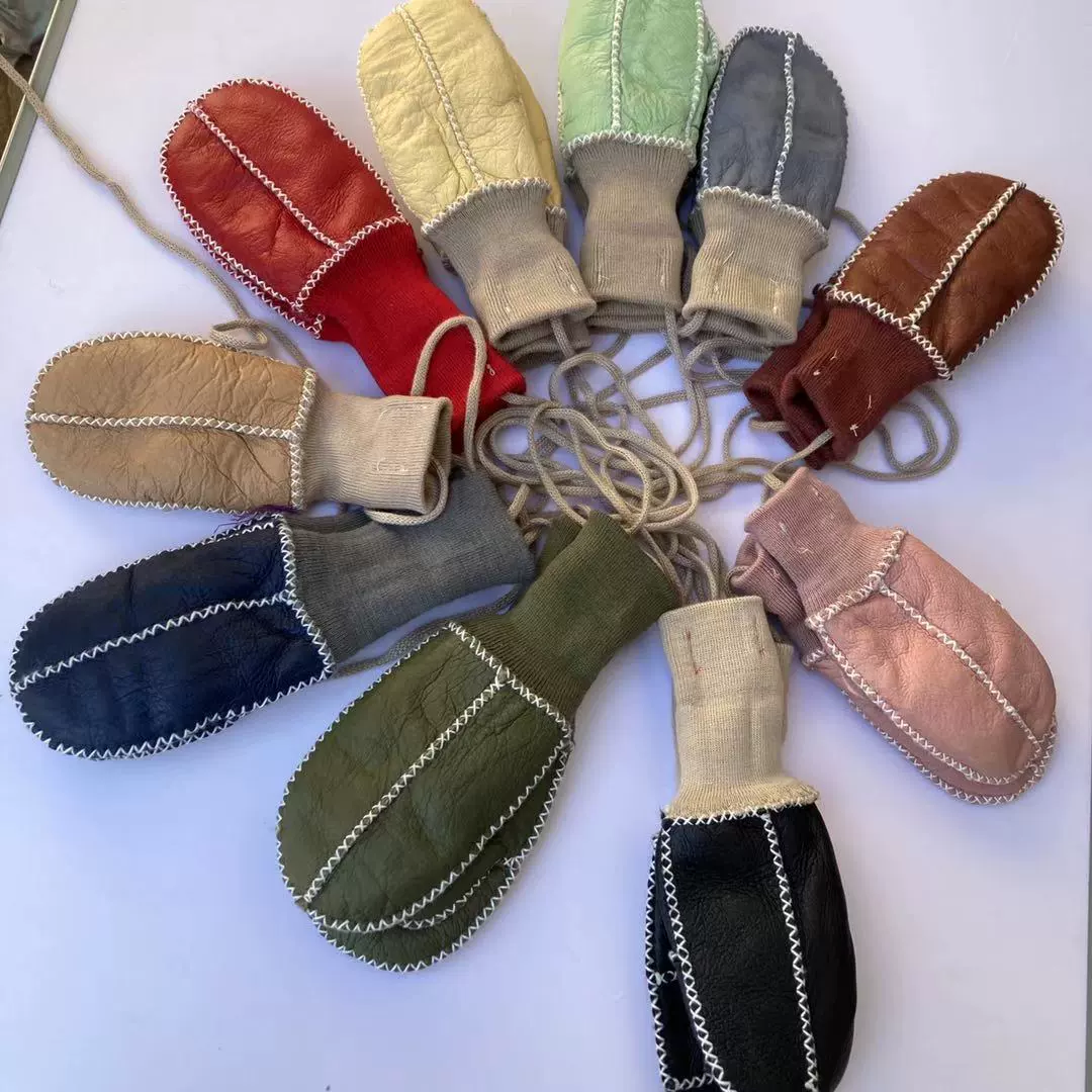 Детские овечья меховые перчатки плюс бархат утолщение