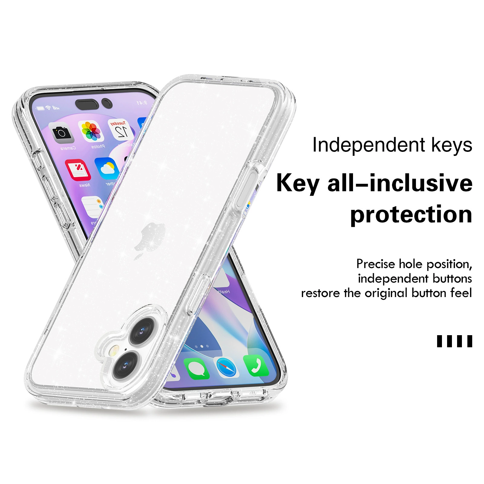 Совместимый чехол для телефона, прозрачный защитный чехол, iphone, 16plus, 2 в 1, защита от падения