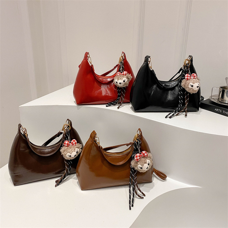 2024 nuevo invierno retro ocio de gran capacidad hombro axilar inclinado bolso de tela de piel de cera de aceite