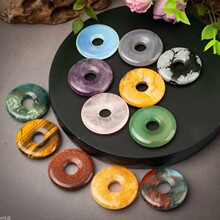 天然粉水晶石平安扣玉石挂件怀古吊坠毛衣链玉挂饰紫地摊玉器货源