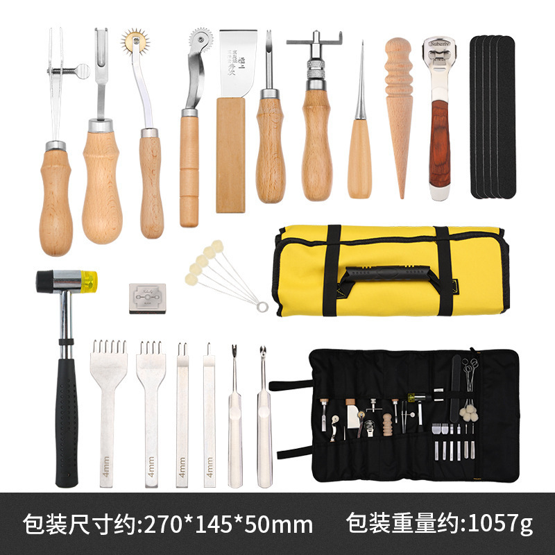跨境皮革工具套装 锤子裁皮刀挖槽器划布轮菱斩手工制作皮包工具|undefined