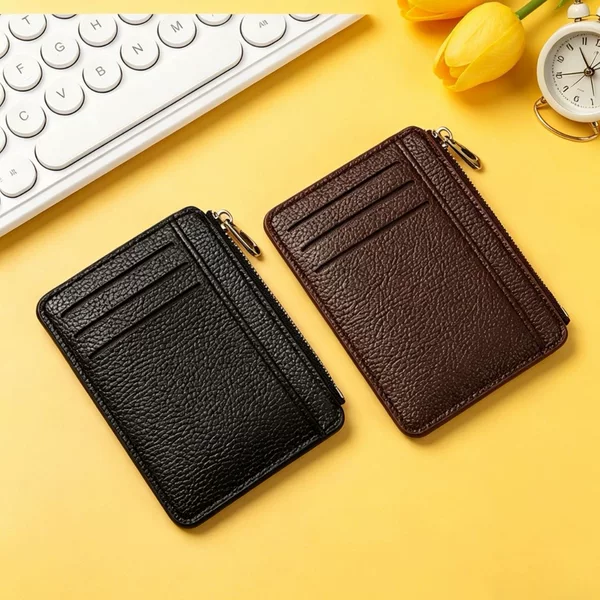 Cross-Border Hot-Selling 2026 New Model Casual Card Holder with Zipper, Multiple Card Slots, Coin Purse, Multifunctional Lychee Pattern Card Holder Wholesale
