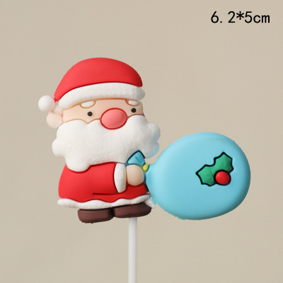2024 decoración de pastel de Navidad árbol de Navidad anillo de césped pegamento suave Santa Claus decoración de copo de nieve plug-in de Navidad