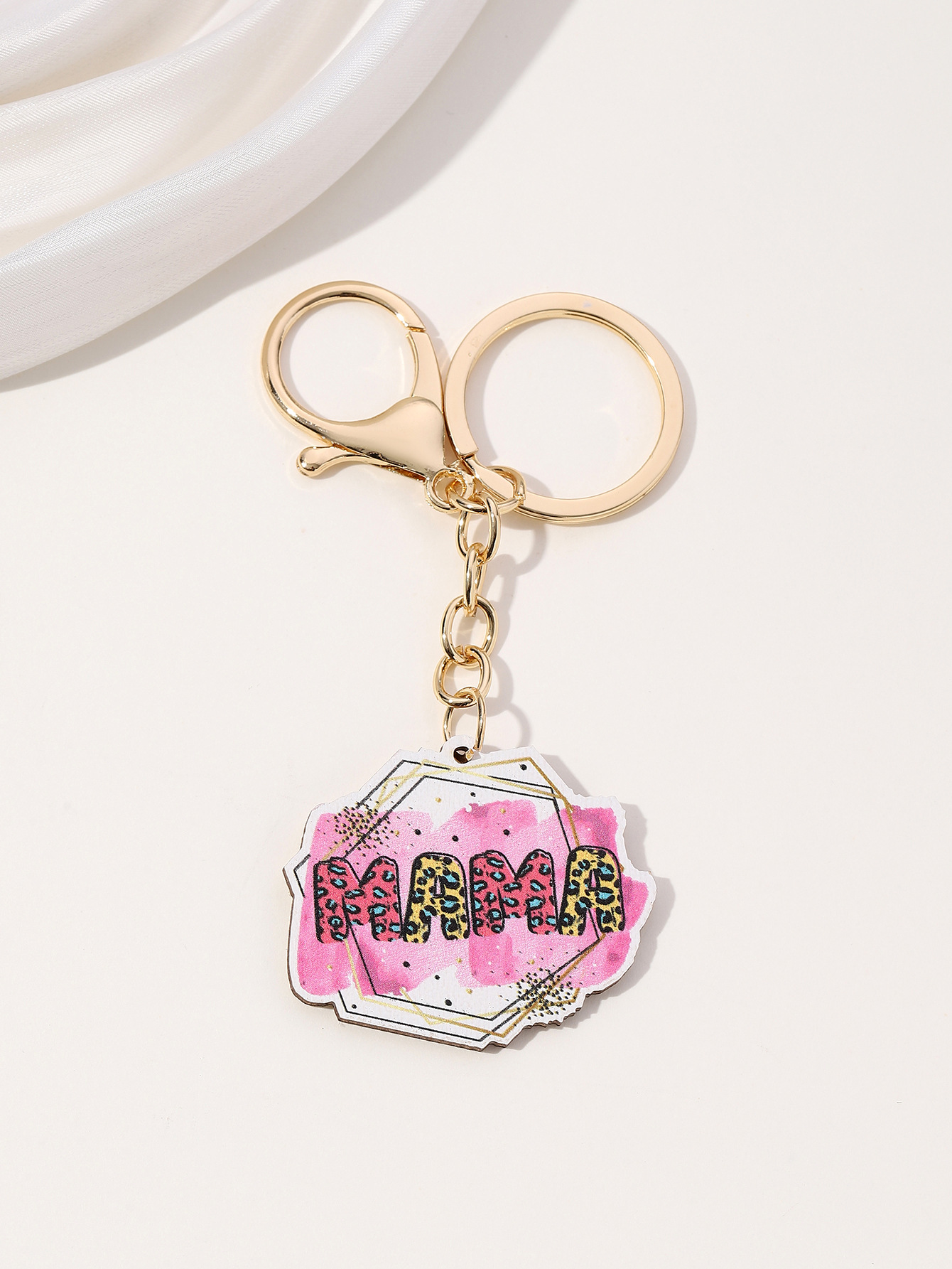 16g Weight Keychain Classification 1 Piece Quantity Daily Occasion Wood Material Mother'S Day Festival Letter, Flower Pattern Women's Gender Cute Style Cute Letter Flower Wood Mother'S Day Women's Keychain 6