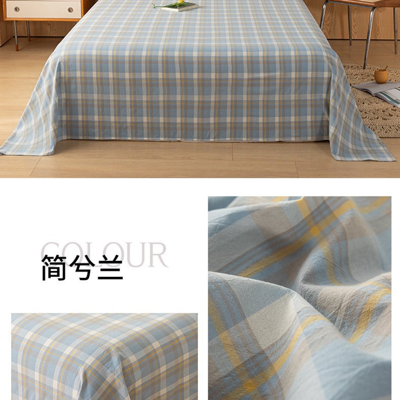 Sábanas engrosadas de algodón puro pieza única 100 algodón nuevo dormitorio de estudiantes azul edredón para dormir desnudo juego de tres piezas de funda de almohada individual