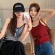 Korean-style Cotton Contrast Stripe Base All-match Camisole Women's Slim-fit Chest Pad Outer Wear Hot Girl Top 5858