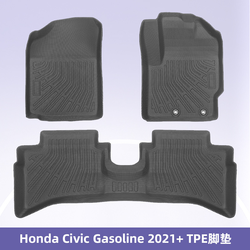 Aplicable a Honda Civic 2021 + 3D para todos los climas TPE Foot Coasters Backpack Coasters