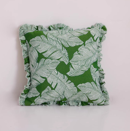 almohada a prueba de agua verde oscuro de hoja de loto