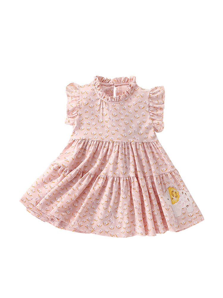 Falda de princesa para niña malwee transfronteriza, nuevo estilo de verano, cuello redondo, vestido de manga corta, falda europea y americana para niños pequeños y medianos