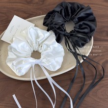 芭蕾风白色缎面蝴蝶结长飘带大肠发圈女马尾扎头发皮筋高级感发饰