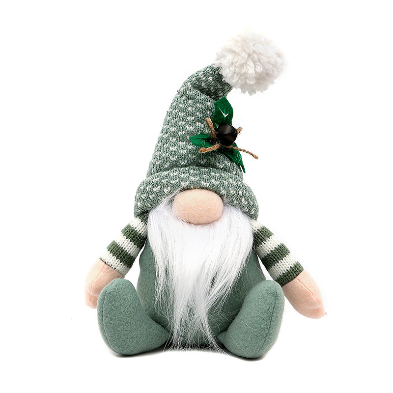 Forniture di decorazioni natalizie transfrontaliere cappello lavorato a maglia verde bambola Rudolph bambola nana senza volto Decorazioni natalizie