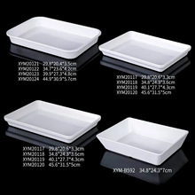 密胺塑料白色卤菜托盘冷柜凉菜盘子商用深长方形生鲜盆熟食展示盘