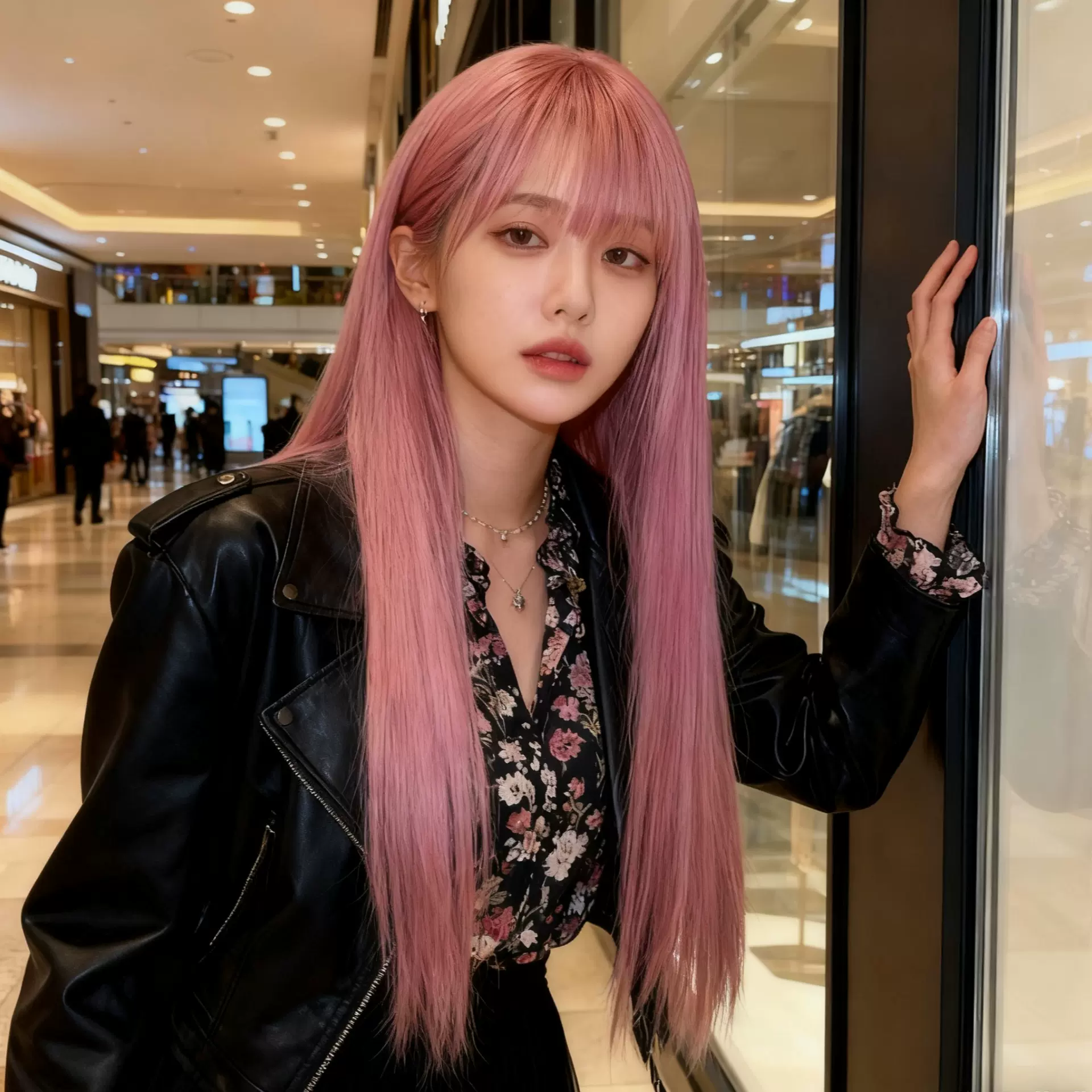 cosplay假发女长直发网红同款长发薄藤色长直发软妹lo假发全头套