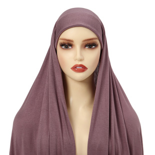 New chiffon headscarf pleated cap suit monochrome mercerized cotton headscarf pleated base cap