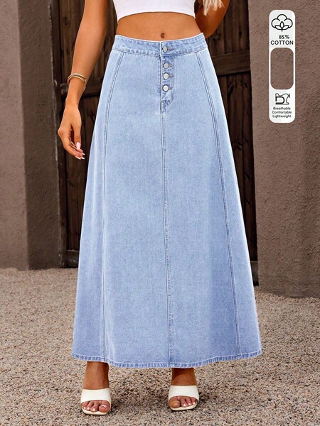 long summer denim skirt