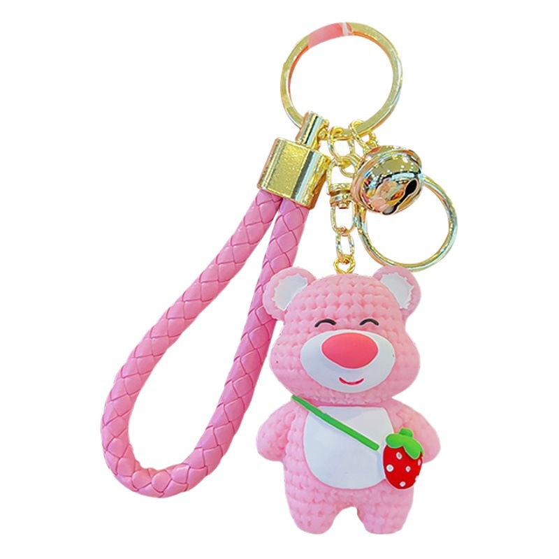 Oso de fresa de dibujos animados llavero colgante Regalo De vacaciones novia regalo de cumpleaños chica pareja práctico pequeño regalo
