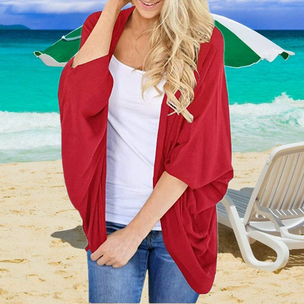 Европейские и американские пляжные шифоновые кардиганы женские спотовые летние солнцезащитные костюмы