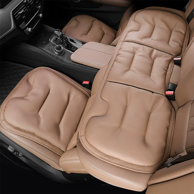 Seat cushion, seat cover: Made of Nappa Leather, with Lumbar Support - nappa-leather-perforated-breathable-and-non-slip-three-piece-set-of-front-and-rear-seat-cushions-chestnut-brown-car-logos-can-be-customized-please-leave-a-message-with-the-car-model-number-when-placing-an-order