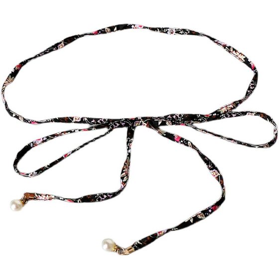 Small Floral Cloth Thin Belt Women's Dress Fashionable All-match Decorative Waist Chain Knot Waist Rope Pendant Rope