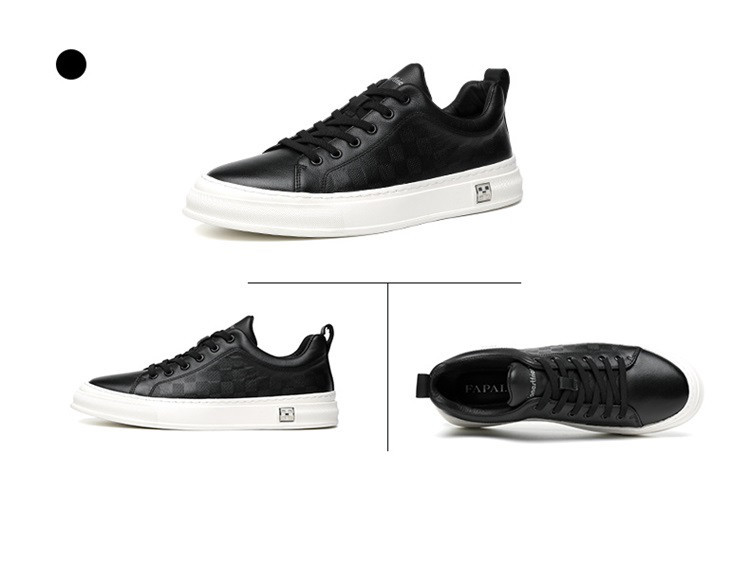 Men's Genuine Leather Casual Sneakers Comfortable Lace Up Shoes_voghion.com