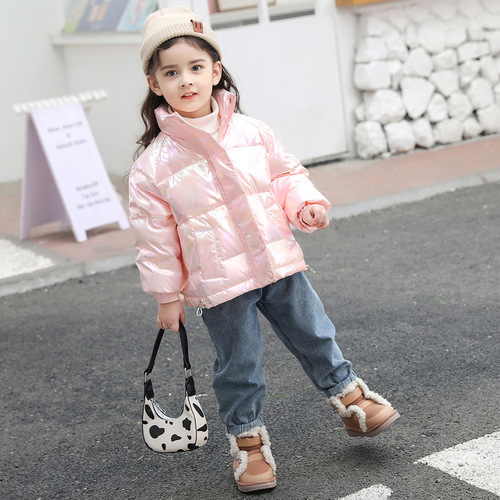 Lustrous Washable Children's Cotton Jacket, Girls' Korean Style Fashion Children's Winter Coat for Young Kids and Babies
