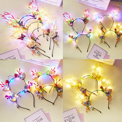 Glowing antler headband Christmas gold elk headband feather deer headband concert street stall night market toys