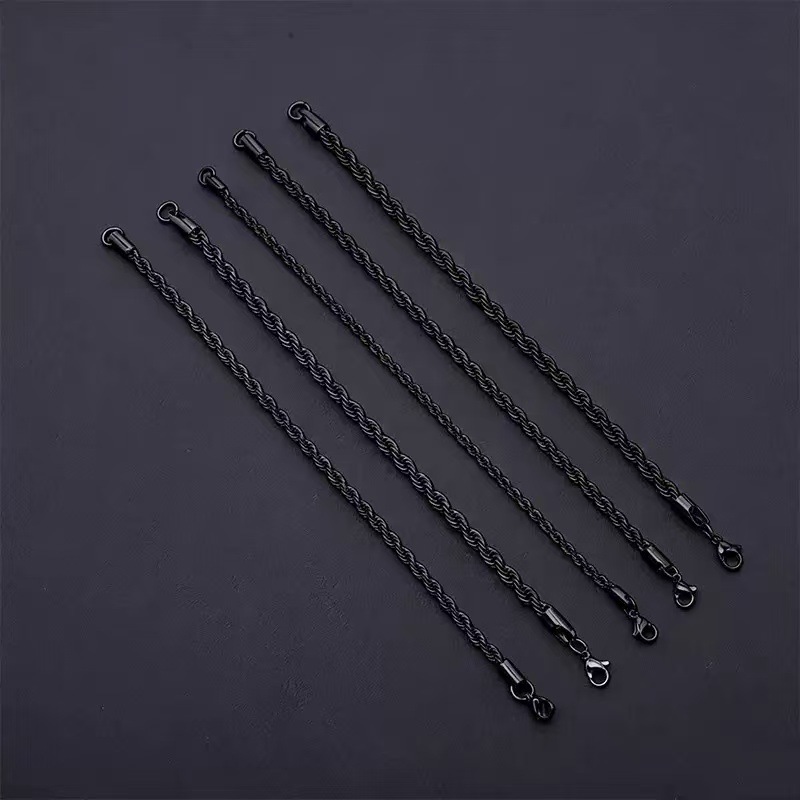 3mm 블랙 트위스트 팔찌 19CM