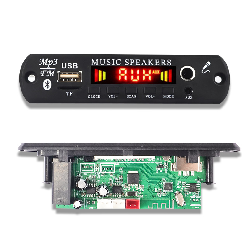 6.5mm话筒12V带功放2*40W蓝牙MP3解码板收音录音通话主板跨境Y27