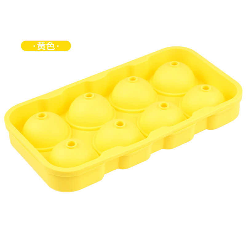 Amazon Venta caliente 8-pieza hielo hockey molde verano hogar comercial silicona 8-agujero ronda bandeja de hielo cubo de hielo congelado
