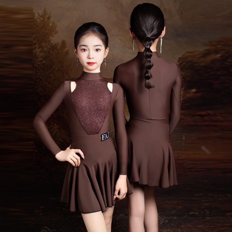 Faz Spring and Summer Kidsren's Practice Training Costumes for Girls Latin Dance Practice Performance Costumes Kidsren's Dance Practice Performance Costumes
