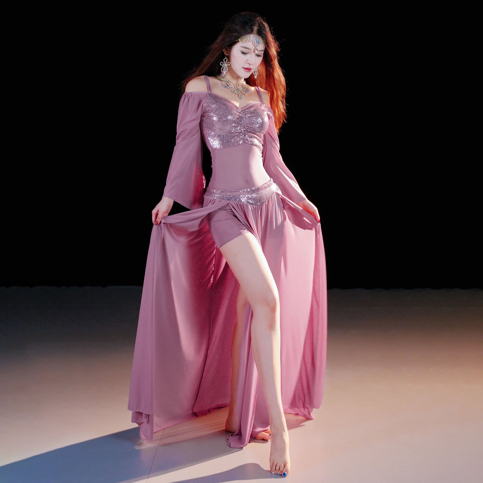 빈핑크 퍼플 [2종세트/슈아] 상의+스커트, 스커트에는 안전바지가 포함되어 있습니다. / M