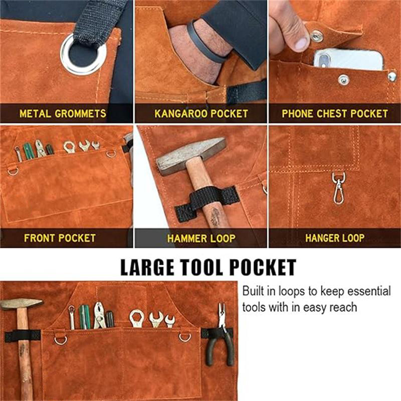 Delantal de terciopelo de doble cara de comercio exterior, ropa de trabajo de reparación de máquinas multifunción multifunción multibolsillo, delantal de carpintería ignífugo